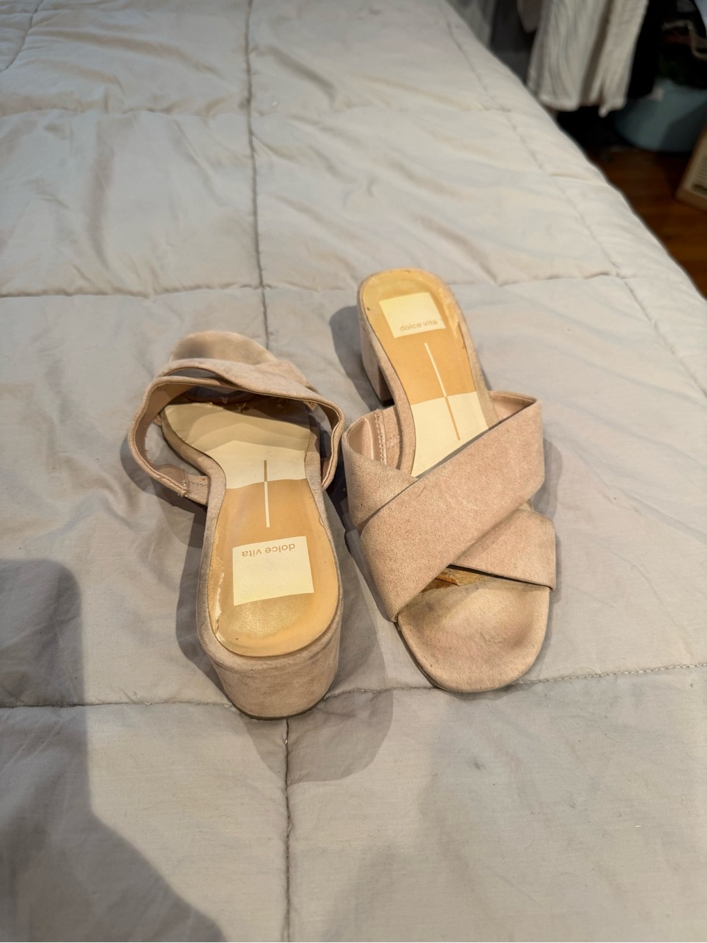 Dolce Vita Blush Suede Crisscross Slide Mules
